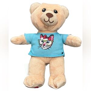 Mini Build-A-Bear Plush Toy with Blue Cat Shirt